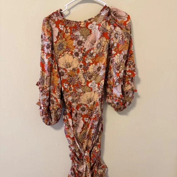 NWT Free People Under Wraps Mini Dress Warm Orange Combo Size 0 - Picture 8 of 11